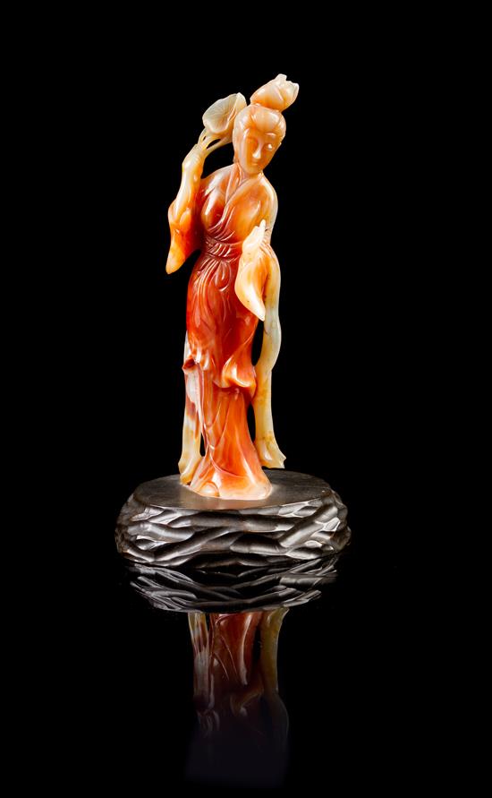 Appraisal: Sale Lot A Carved Agate Figure depicting a beauty mounted