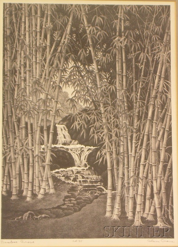 Appraisal: Framed Lithograph on Paper Bamboo Grove by Alan Horton Crane