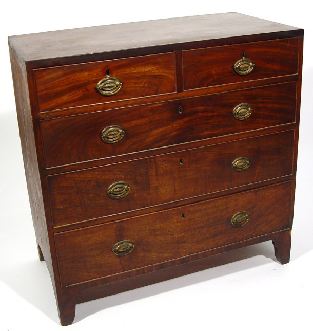 Appraisal: George III mahogany chest fitted two short and three long