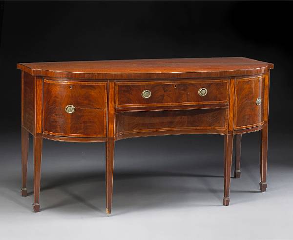 Appraisal: A George III inlaid mahogany sideboard last quarter th century