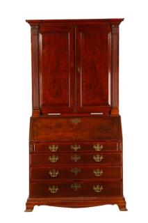 Appraisal: George III Style Mahogany Secretary Bookcase English th century with