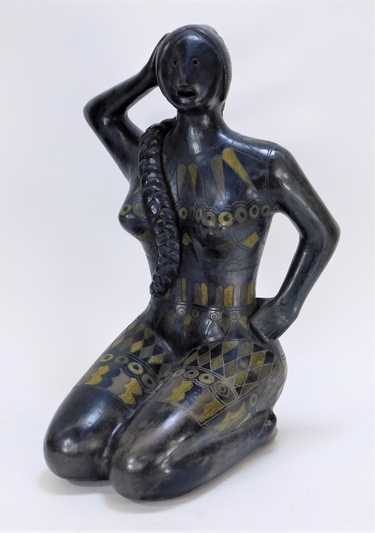 Appraisal: MANUEL FELGUEREZ ABSTRACT TERRACOTTA WOMAN STATUE Mexico United States b