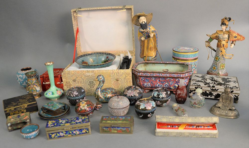 Appraisal: Large group of Chinese enameled and cloisonne to include Plique-a-jour