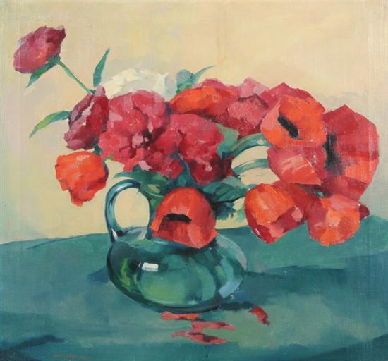 Appraisal: HANS PAAP American - POPPIES IN A BLUE PITCHER signed