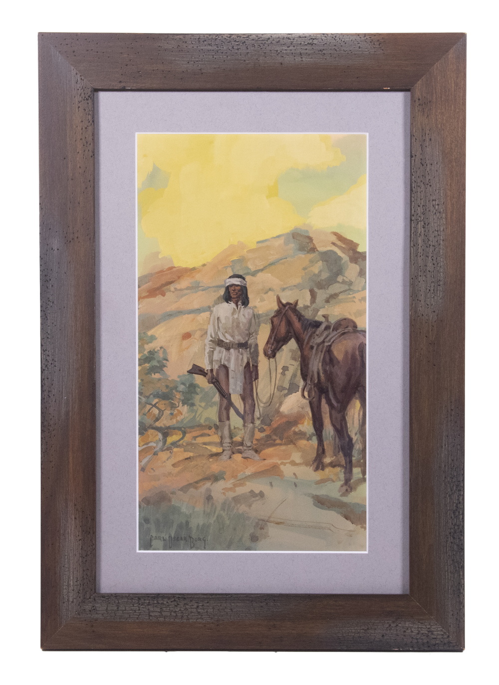 Appraisal: CARL OSCAR BORG CA SWEDEN - Navajo Warrior with Horse