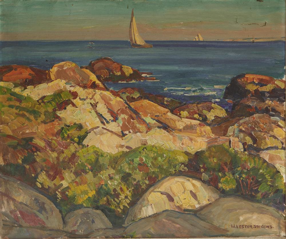 Appraisal: WILLIAM LESTER STEVENS American - Coastal View oil on canvas