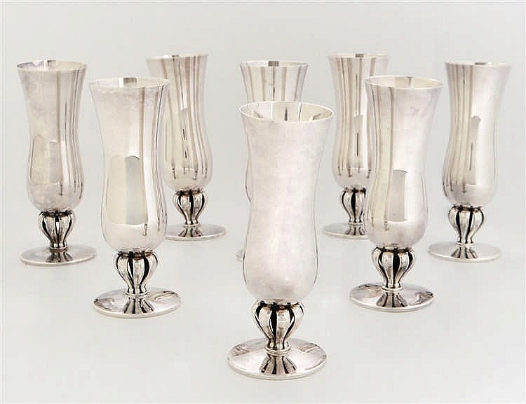 Appraisal: SET OF EIGHT DANISH STERLING SILVER GOBLETS th Century Marked