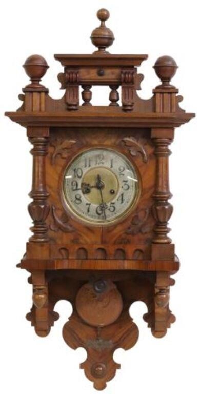 Appraisal: German walnut cased wall clock Gustav Becker late th c