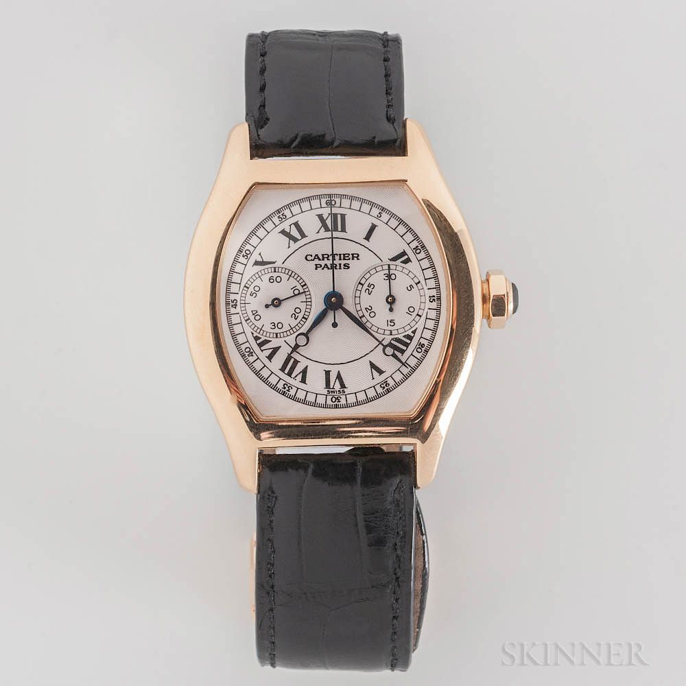 Appraisal: Cartier kt Gold Monopusher Tortue Chronograph Wristwatch Cartier kt Gold