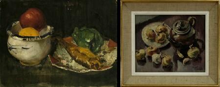 Appraisal: th Century School Two Still Lifes Oil on canvas and