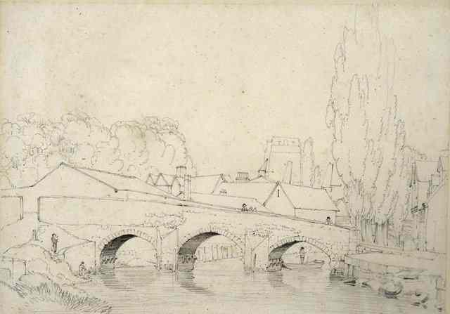 Appraisal: William Turner of Oxford - 'Hythe Bridge Oxford' pencil drawing