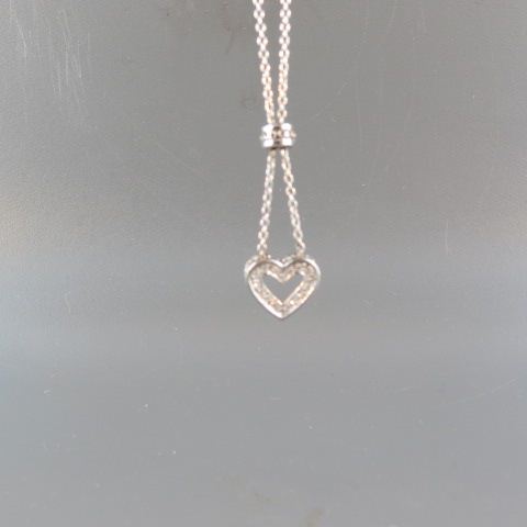 Appraisal: Platinum Diamond Pendant Chain heart shape diamonds on a chain