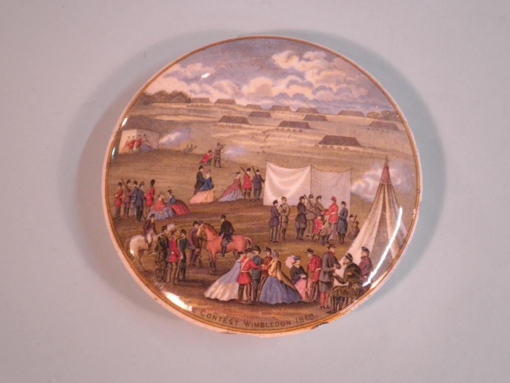 Appraisal: A Prattware pot lid - Rifle Content Wimbledon cm diameter