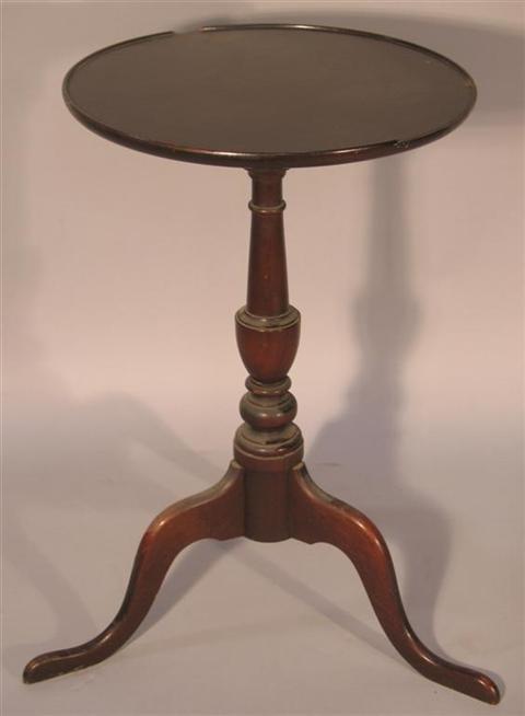 Appraisal: GEORGE III STYLE MAHOGANY TRIPOD CANDLESTAND the molded circular top