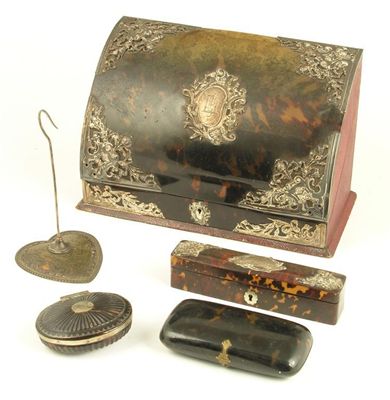 Appraisal: A late Victorian tortoiseshell and silver mounted stationery casket with