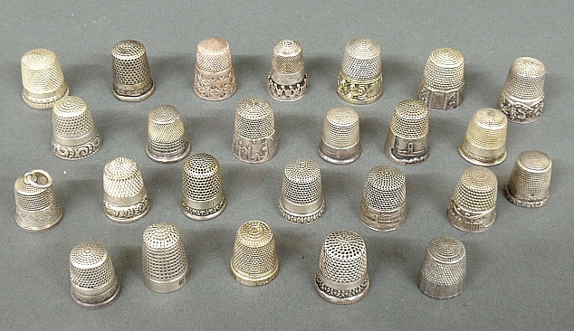 Appraisal: - Twenty-five thimbles- sterling silver English silver troy oz and