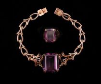 Appraisal: An K Mid-Eastern Rose Gold Bracelet With Alexandrite Corundum Ring