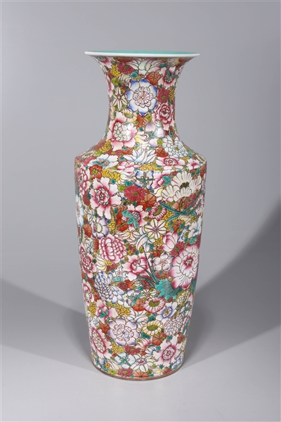 Appraisal: Chinese famille rose enameled porcelain millefleur vase with six-character coral