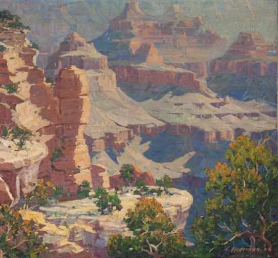 Appraisal: Carl Hoerman American - Grand Canyon oil on canvas signed