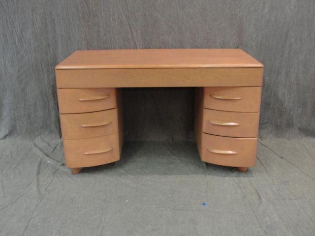 Appraisal: HEYWOOD WAKEFIELD Midcentury Kneehole Desk Vintage Wakefield From a Nanuet