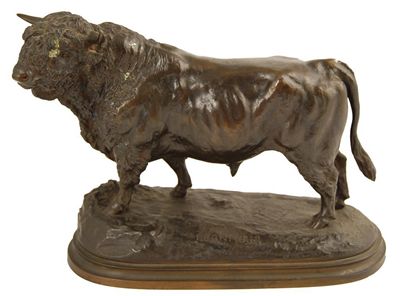 Appraisal: Isidore Jules Bonheur French - Standing Bull on a naturalistic