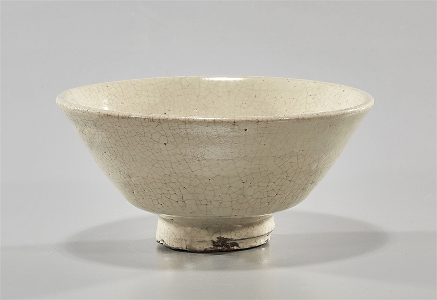 Appraisal: Korean white crackle glazed ceramic footed bowl x approx Condition