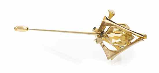 Appraisal: A Karat Yellow Gold and Citrine Stick Pin in a