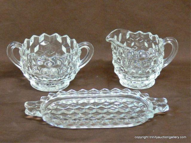 Appraisal: American Fostoria Mini Creamer Sugar Tray Set - Pattern by