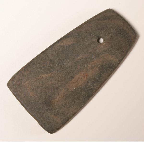 Appraisal: Slate trapezoidal pendant from MI Well made very thin long