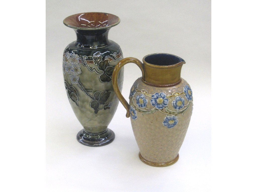 Appraisal: Doulton Lambeth vase decorated with blue flowers and a Royal