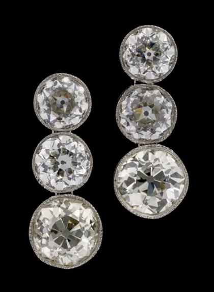 Appraisal: karat white gold diamond drop earrings Three Old Mine cut