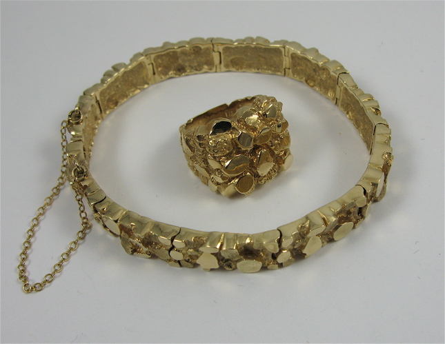 Appraisal: TWO ARTICLES OF K GOLD JEWELRY including a ring and