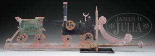 Appraisal: UNUSUAL FOLK ART STEAM TRACTOR AND WAGON WEATHERVANE UNUSUAL FOLK