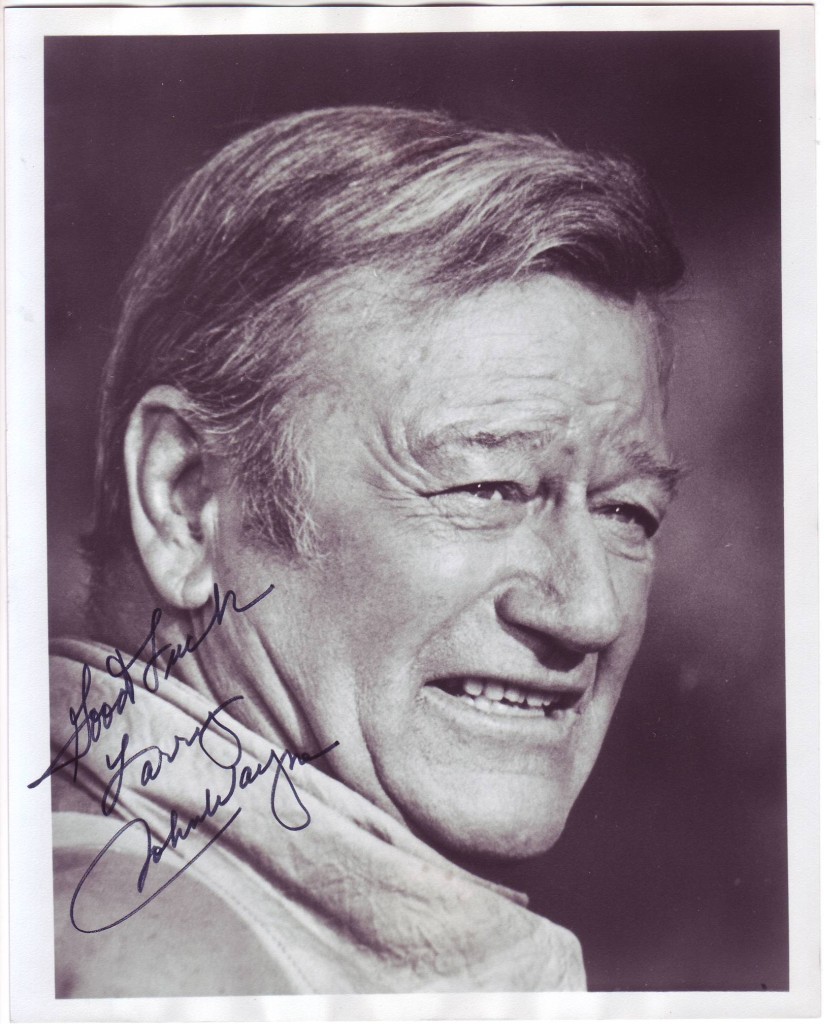 Appraisal: WAYNE JOHN Photograph Signed and Inscribed 'Good Luck Larry '