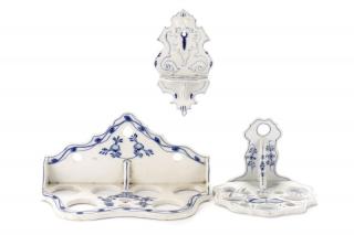 Appraisal: Three Meissen Blue Onion Vine Utensil Racks Attributed to Meissen