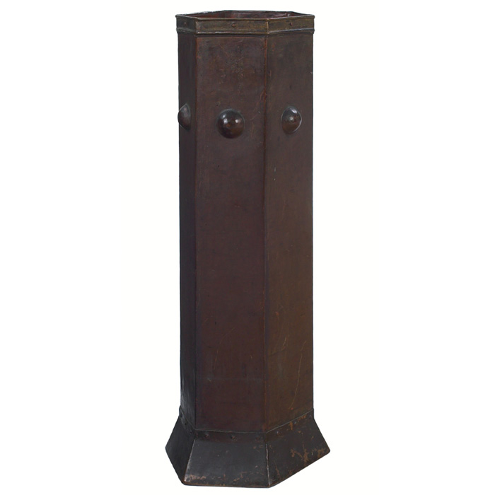 Appraisal: Stickley Brothers umbrella stand six-sided form in hammered copper with