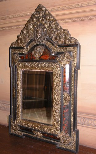 Appraisal: Title Wall Mirror Brass mounted frame Date Medium cast tooled