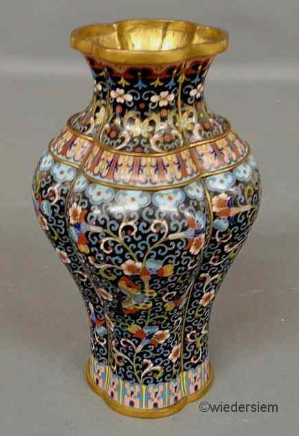 Appraisal: Large cloisonn vase th c with floral and butterfly decoration