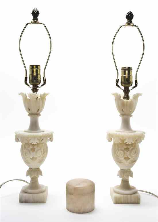 Appraisal: A Pair of Alabaster Table Lamps each of urn form