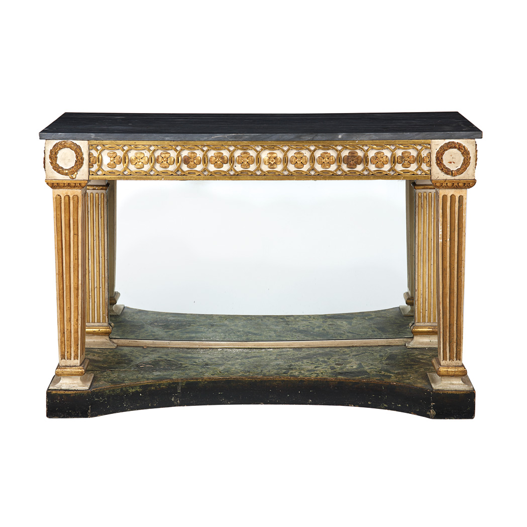 Appraisal: Continental Neoclassical Painted and Parcel Gilt Console Probably Italian circa