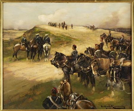 Appraisal: WILLIAM KENNEDY SCOTTISH - CAVALRY MANOEUVRES Signed oil on canvas