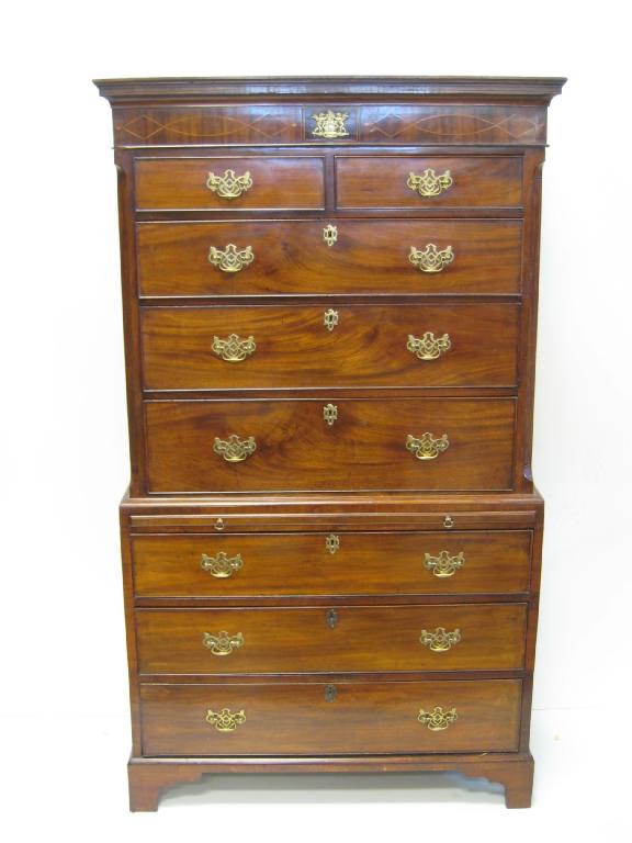 Appraisal: A Georgian mahogany Chest on Chest of two short and