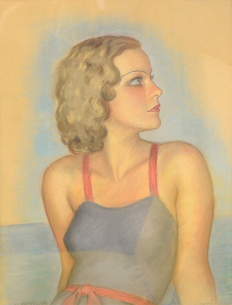 Appraisal: Henryk Berlewi Polish - The Swimmer pastel on paper signed