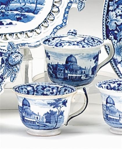 Appraisal: Two historical blue transferware open and covered custard cups j