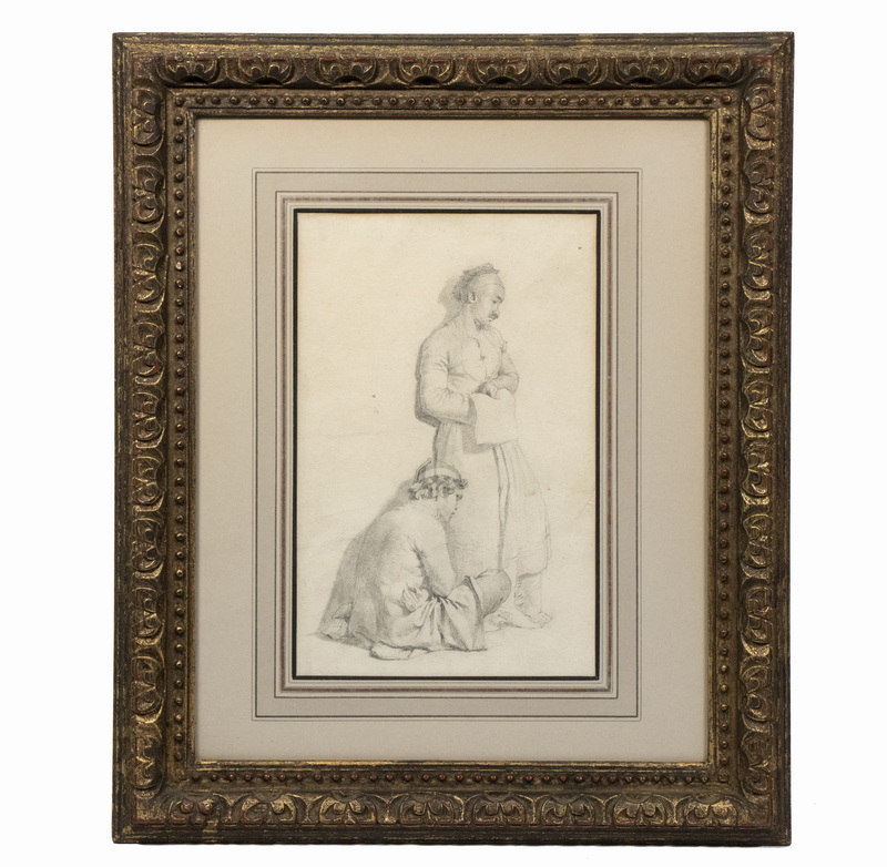 Appraisal: PAUL DELAROCHE FRANCE - Study of Two Asian Men graphite