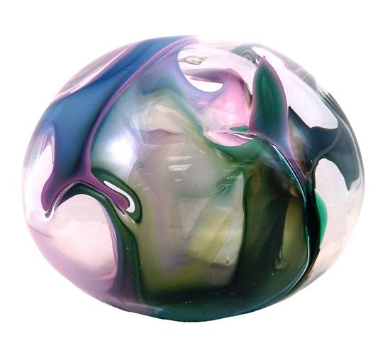 Appraisal: Peter Bramhall American b modern art glass sphere clear with