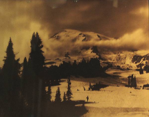 Appraisal: Attributed Asahel Curtis American - Mt Rainier Washington Orotone in