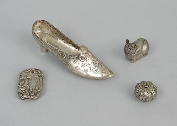 Appraisal: A Collection of Hand Chased Silver Metal Items Various Makers