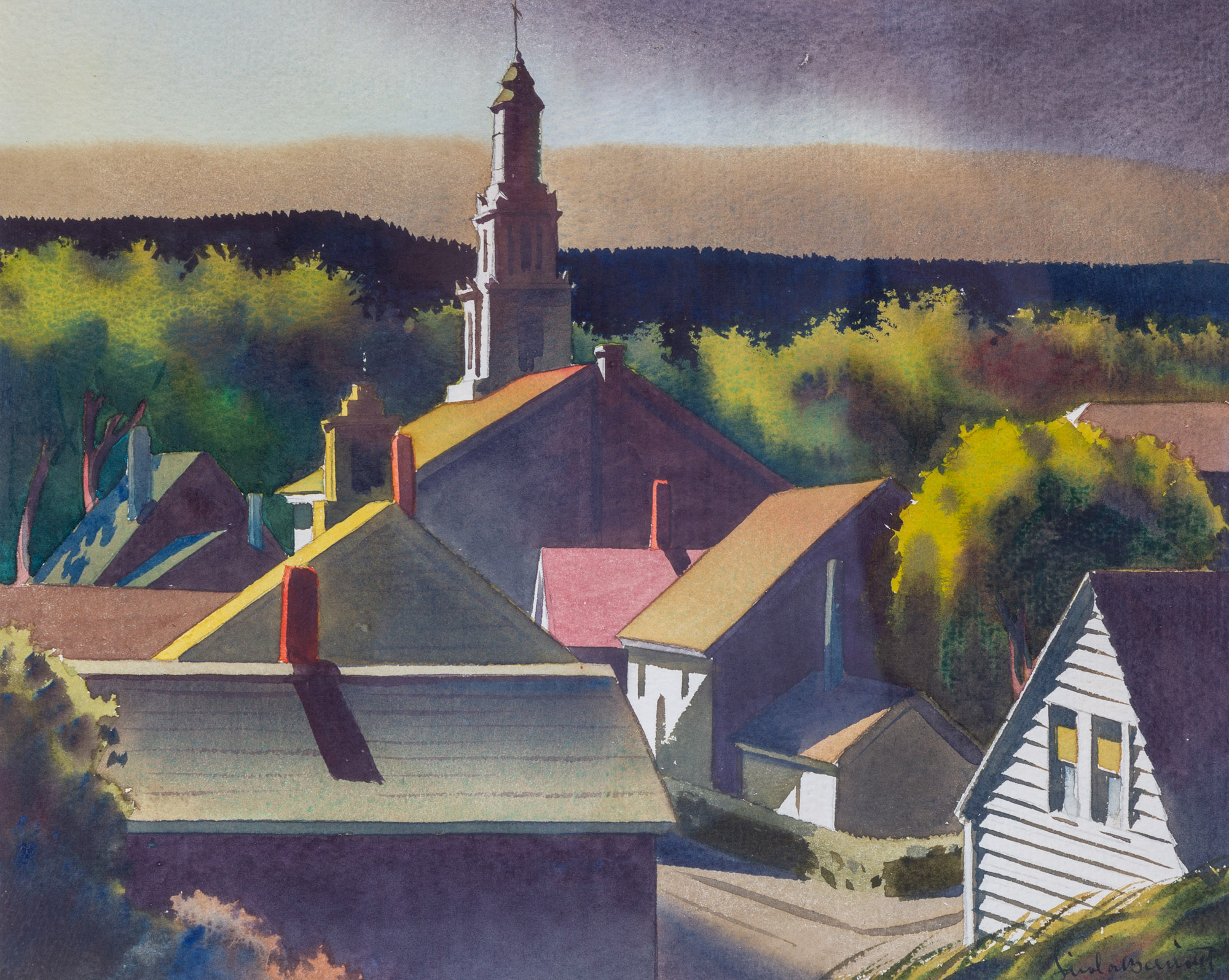 Appraisal: SANDOR BERNATH AMERICAN - VIEW OF GLOUCESTER Watercolor on paper