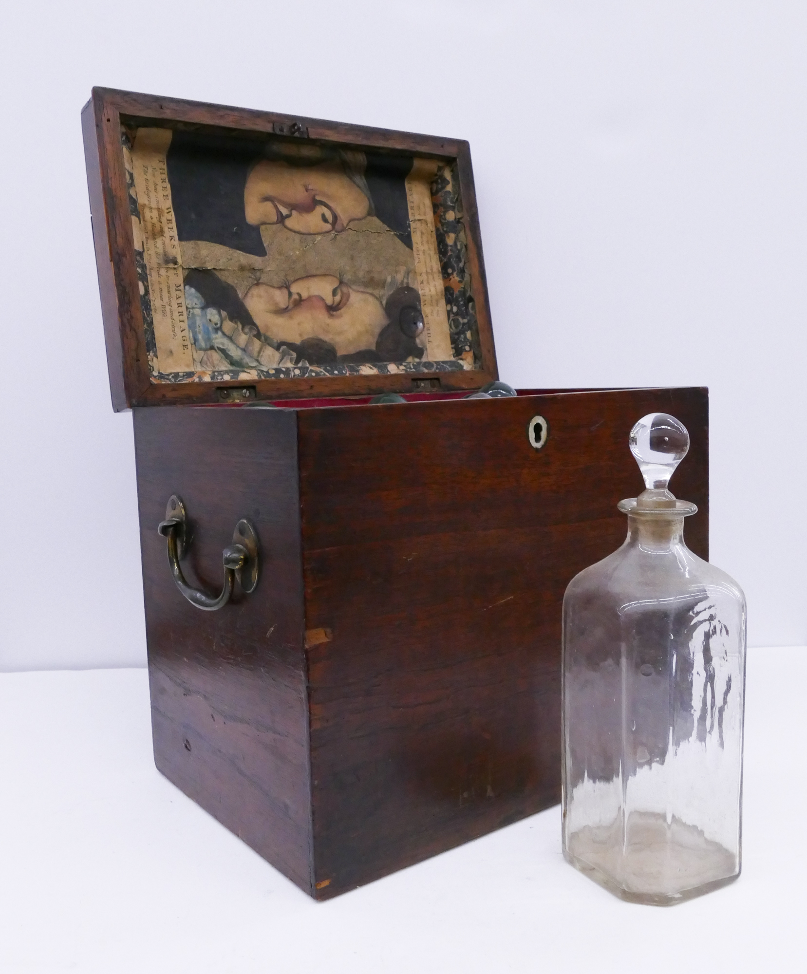 Appraisal: Antique English Apothecary Chest with Glass Medicine Bottles- x ''